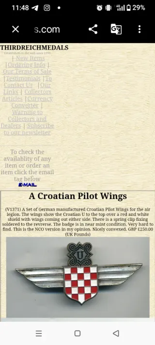 Spilla Legione Aerea Tedesca Croata