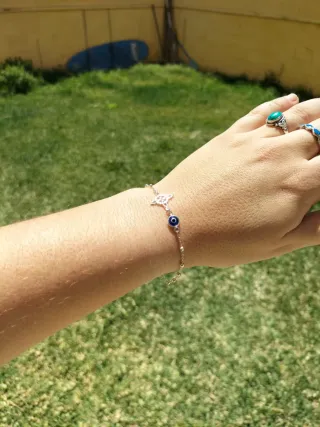 Pulsera Plata Nudo Bruja Ojo Turco