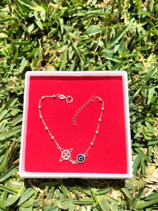 Pulsera Plata Nudo Bruja Ojo Turco