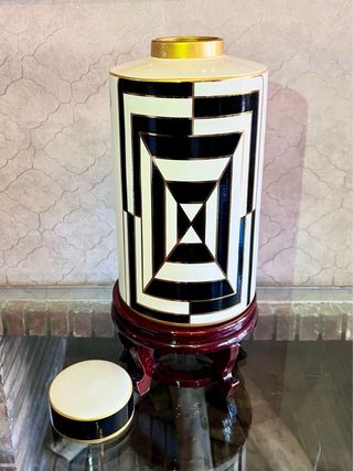 Jarrón decorativo con tapa - Cerámica,Nuevo