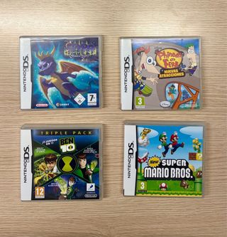 Nintendo DS Azul + Cargador + pack 4 juegos