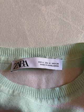 Top de punto Zara rayas verde y rosa