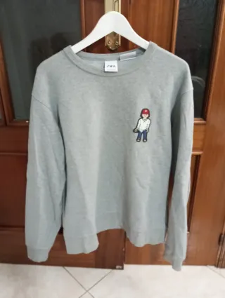 Sudadera Zara Gris Dibujo Niño