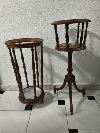 Paragüero y macetero de madera