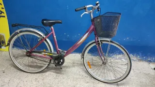 Bicicleta Morada con Cesta y Portabultos