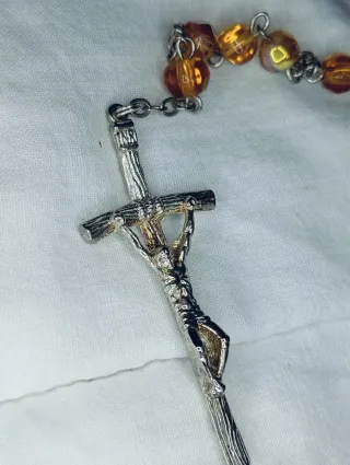 Rosario vetro 46 cm con medaglia