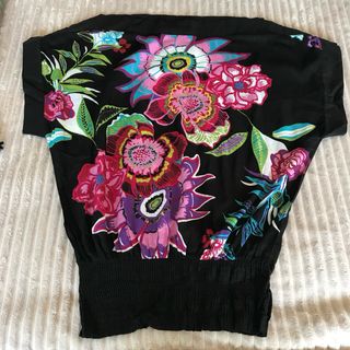 Blusa Desigual flores negra multicolor