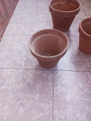3 Macetas de Terracota Marrón