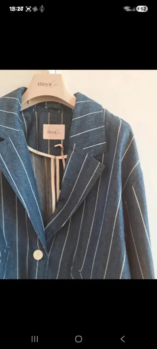 Americana oversize rayas azul y blanco Talla Única