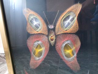 Cuadro Mariposa Hilo Dorado Antiguo