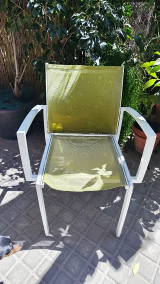Conjunto 4 sillas exterior verde y blanco