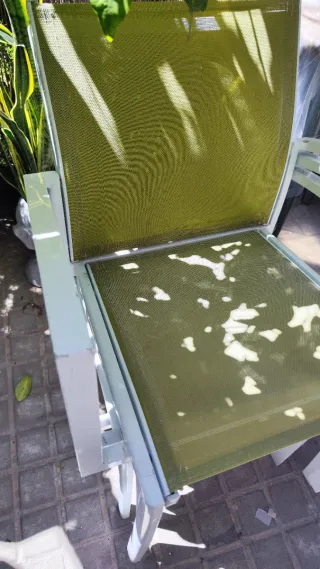 Conjunto 4 sillas exterior verde y blanco