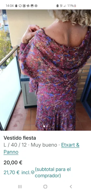 Vestido fiesta Etxart & Panno Morado Talla L