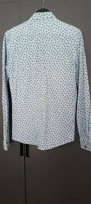 Camisa Zara Man Slim Fit Estampada Azul Claro Tall