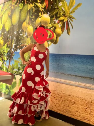 Vestido flamenca rojo lunares talla 34-36