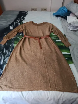 Vestido BELCCI Talla Única Beige Dorado Brillante