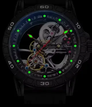 Reloj Mecánico Automático Esqueleto Azul