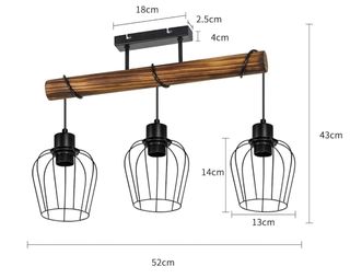 Lámpara ZMH Madera y Metal Negra