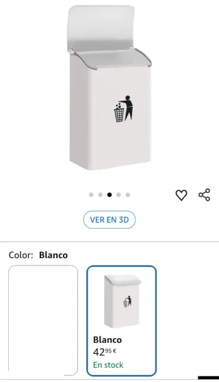 Arregui M283312 - Papelera de pared blanca