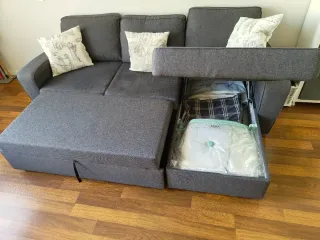 Sofá cama chaise longue gris