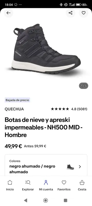 Botas de montaña niño negras (talla 39) DECATHLON