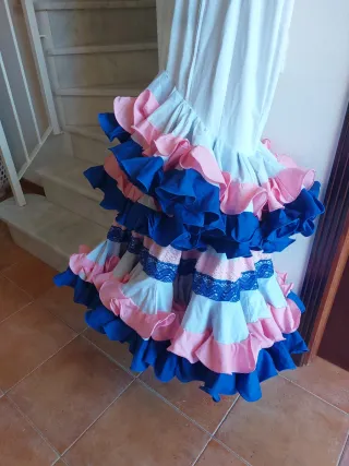 Traje de Flamenca blanco volantes