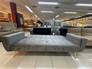 Sofá Cama Gris Terciopelo