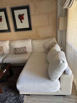 Sofá chaise longue 5 plazas blanco