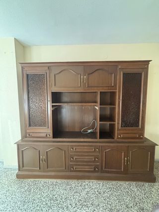 Mueble Salón Madera y Cristal