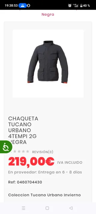 Chaqueta Tucano Urbano 4tempi 2g negro