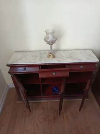 Mueble de entrada madera y mármol