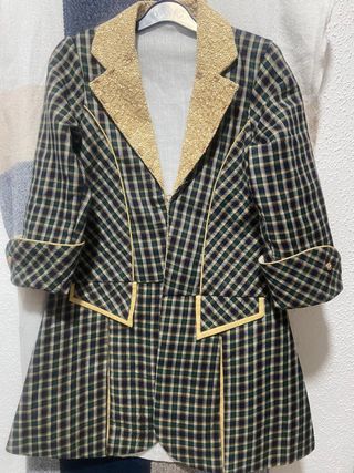 Vestido fiesta niñas dorado, edad 8-9 artesanal