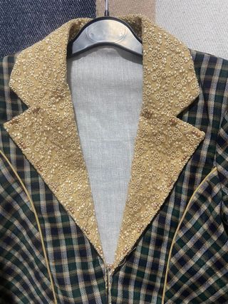 Vestido fiesta niñas dorado, edad 8-9 artesanal