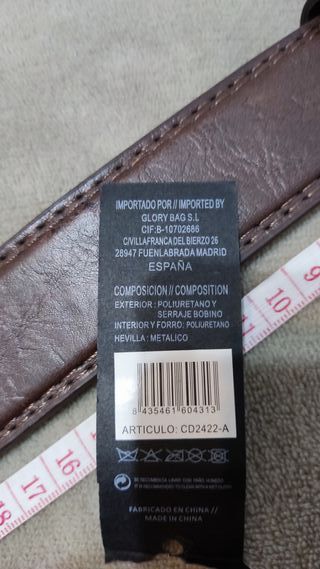 Cinturón serraje bobino y PU Marrón 120cm