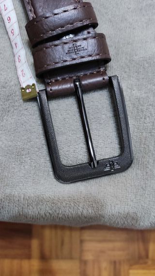 Cinturón serraje bobino y PU Marrón 120cm