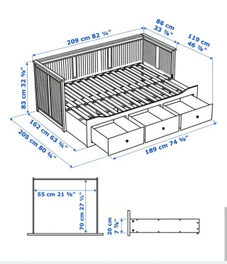 Diván nido HEMNES IKEA gris con colchones
