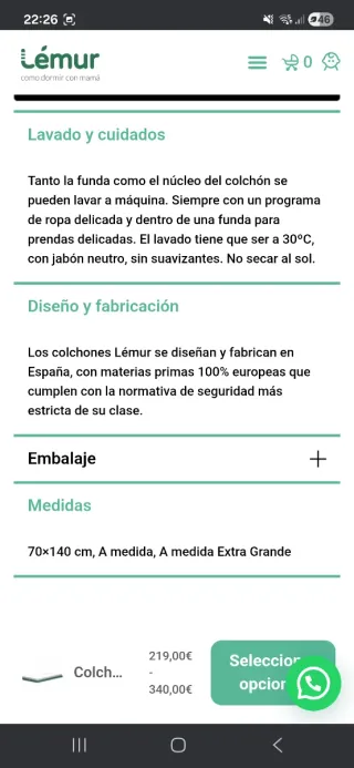 Colchón Maxicuna Lémur