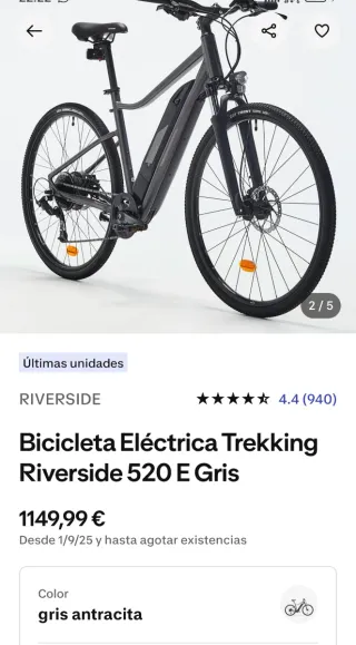 Bicicleta Eléctrica Riverside 520 E Gris Decathlon