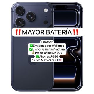 iPhone 17 Pro Max 2T Azul eSim SIN ABRIR EEUU