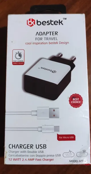 Bestek Adattatore Caricabatterie USB 12W 2.4A