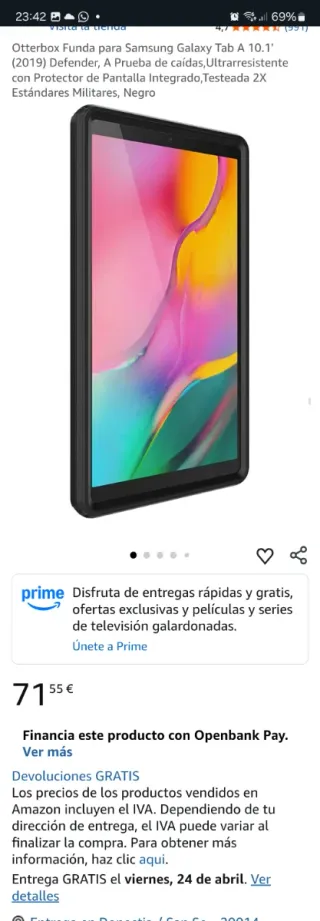 Funda Otterbox Defender Galaxy Tab A 10.1