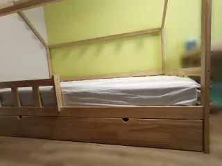Cama nido casa madera natural 90x190