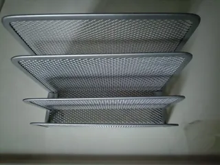 Organizador de escritorio metálico plateado