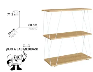 Estantería 3 baldas madera y metal sin estrenar