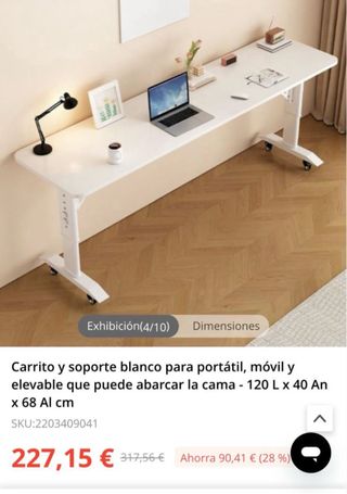 Carrito Soporte Portátil Elevable Blanco