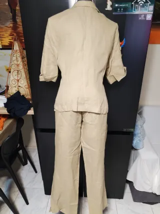 Completo donna puro lino blazer pantalone taglia L