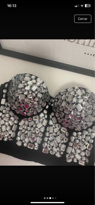 Top sujetador pedrería negro talla S