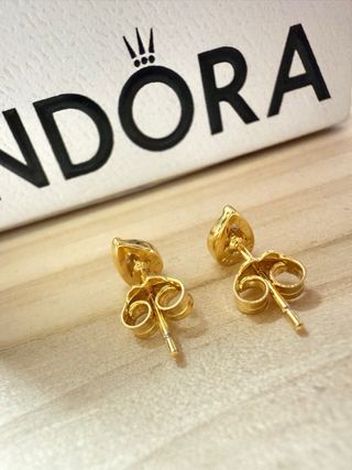 Brincos Pandora Gota Pedra Zircón Dourado