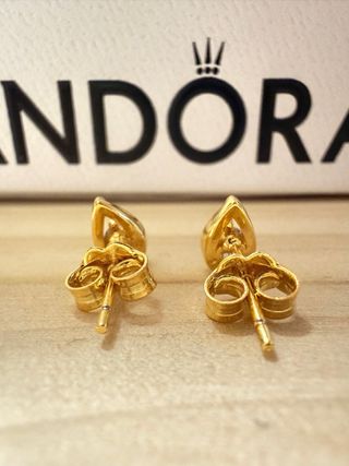 Brincos Pandora Gota Pedra Zircón Dourado