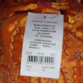 Bolso naranja bordado pedrería nuevo